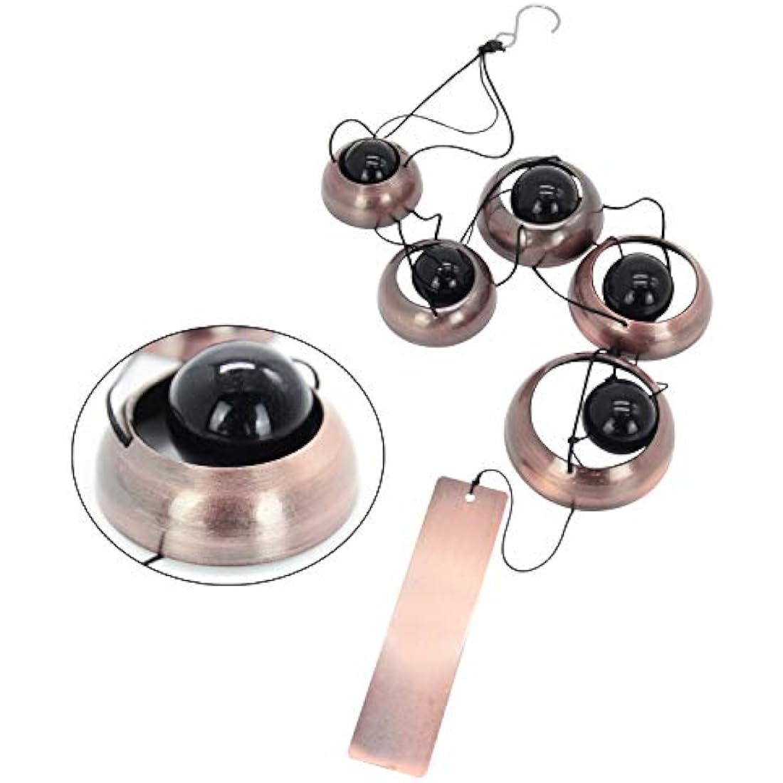 Jolof Store Red Copper Wind Chimes – 3 Bells Outdoor Garden Decor
