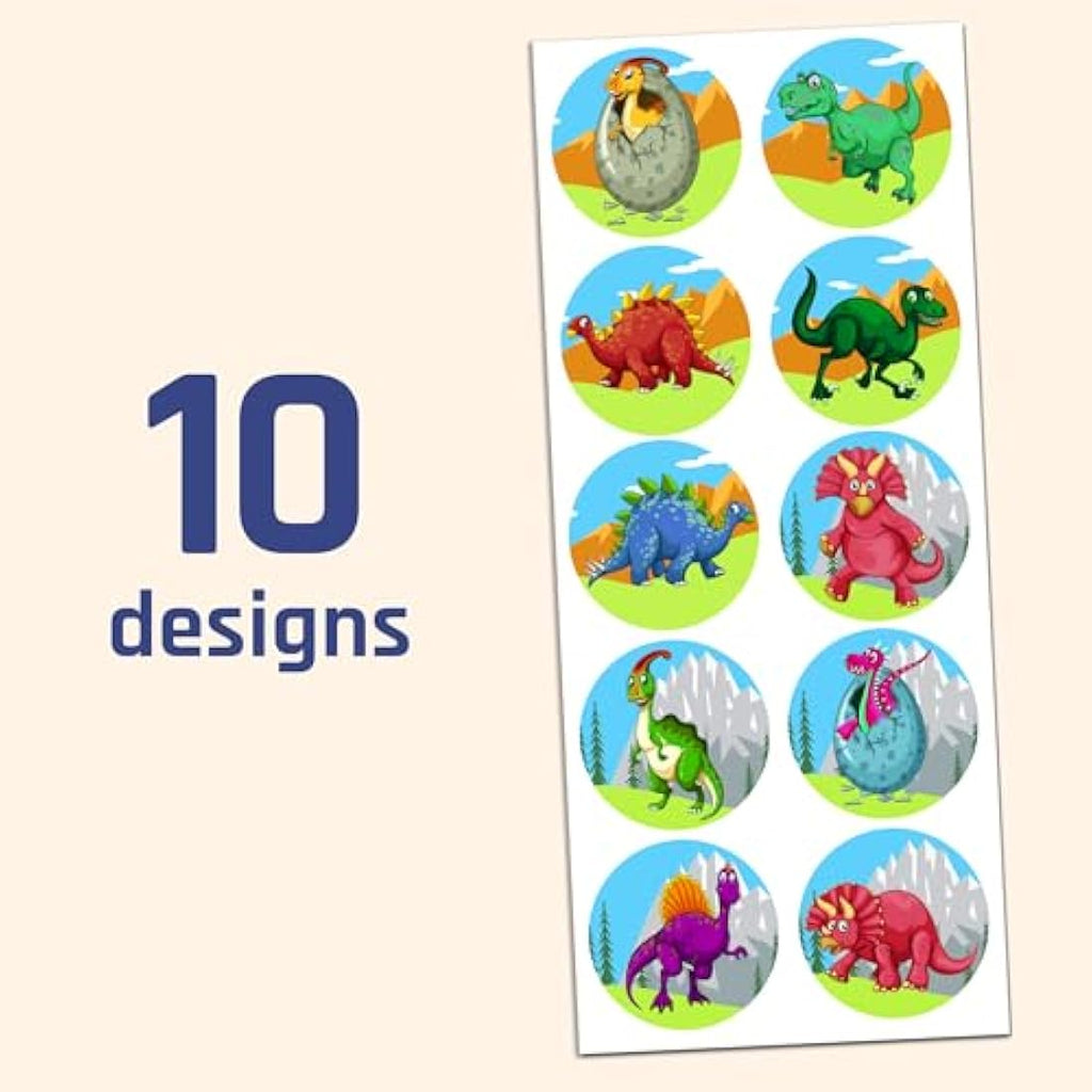 TownStix Dinosaur Stickers – 200 Self-Adhesive Decals for Party Favors