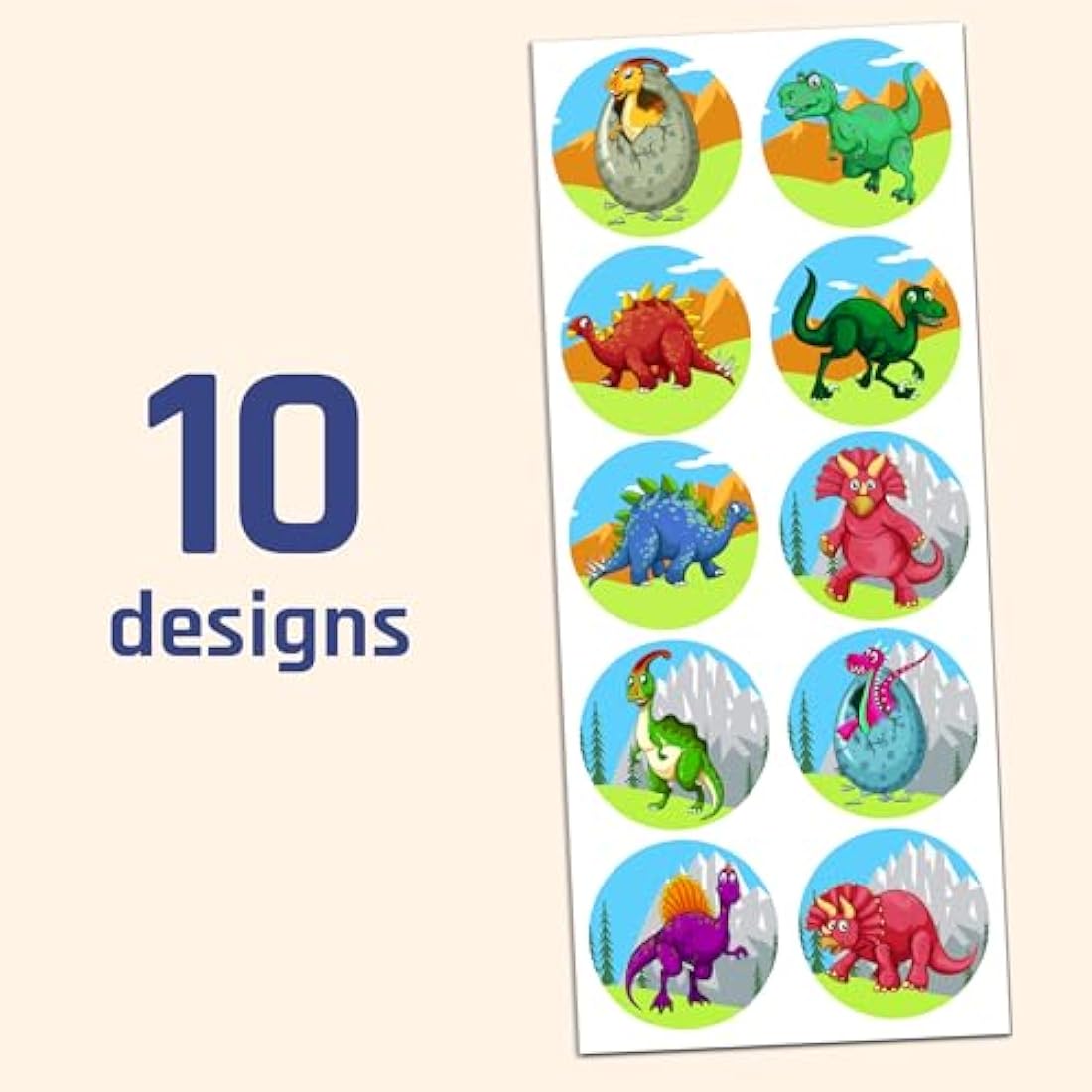 TownStix Dinosaur Stickers – 200 Self-Adhesive Decals for Party Favors
