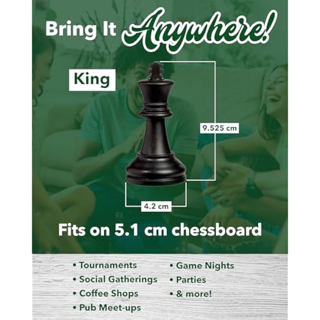 WE Games Triple Weighted Staunton Chess Pieces - 3.75 Inch King