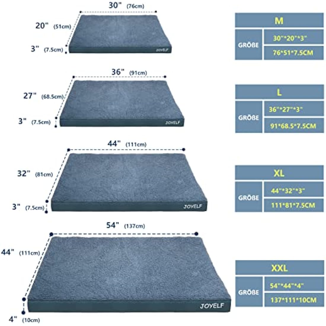 JOYELF Orthopedic Dog Bed – Waterproof Egg Crate Foam Mat with Washable Cover