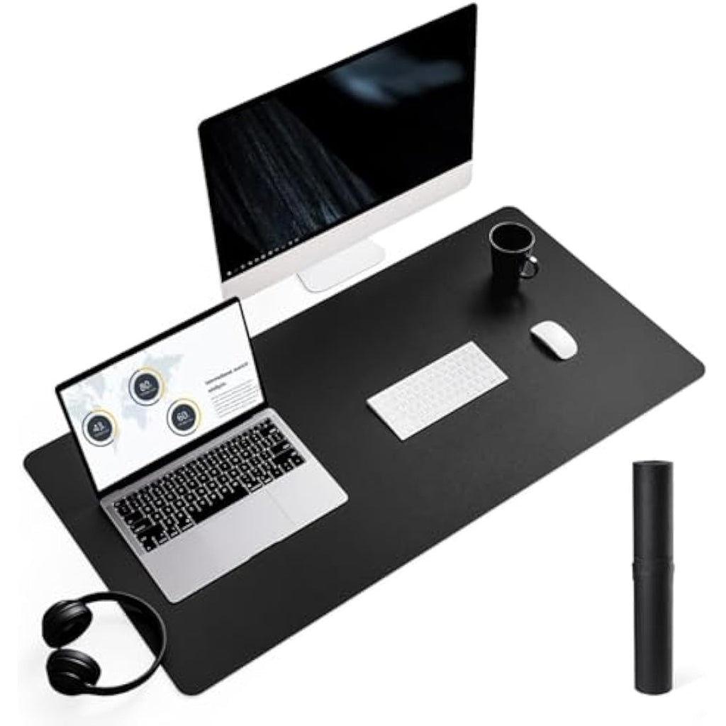 YSAGi PVC Leather Desk Pad – Waterproof Non-Slip Writing Mat, Black