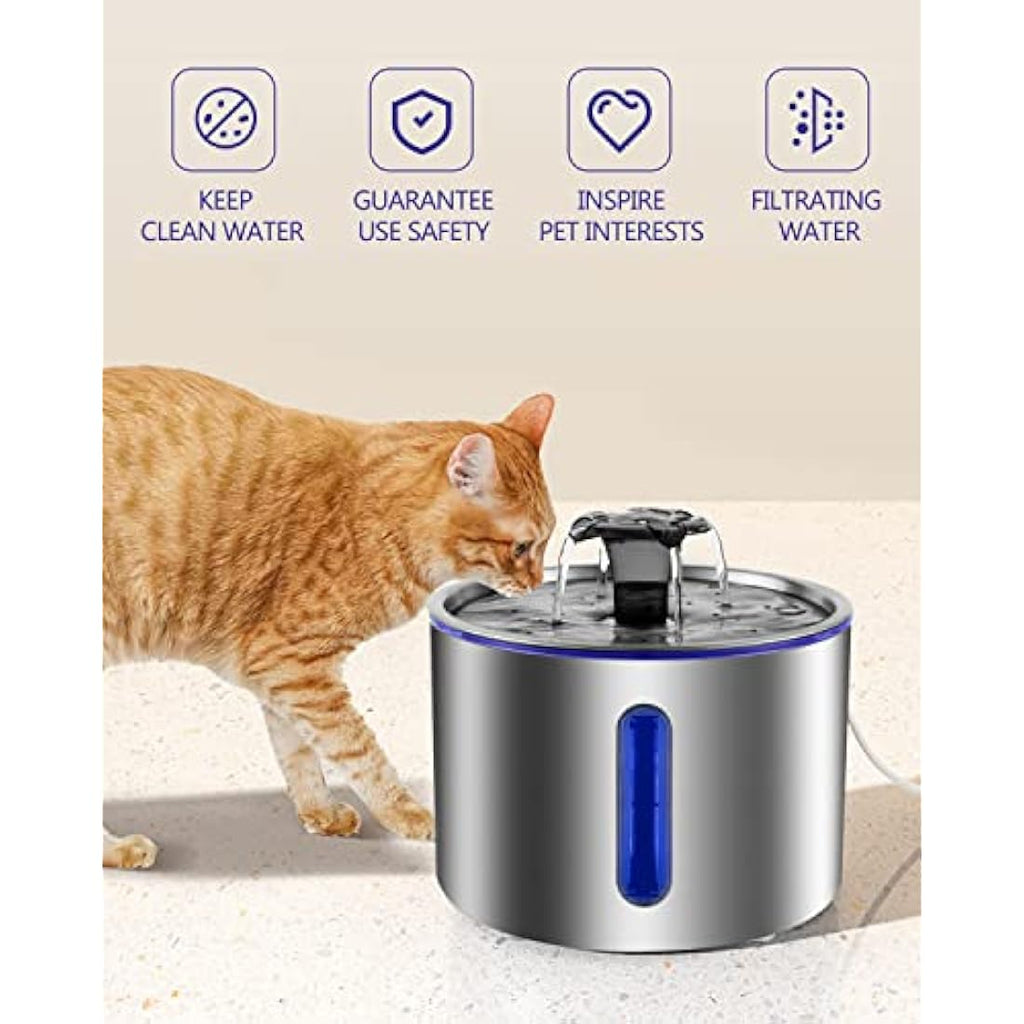 Jolof Store Stainless Steel Cat Water Fountain | Quiet Automatic Dispenser