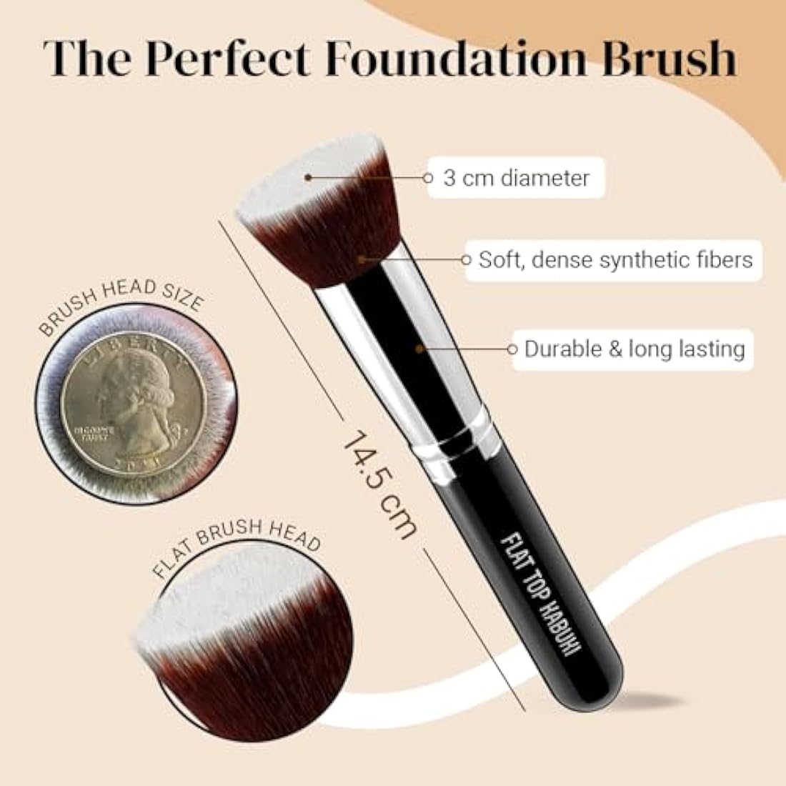Keshima Flat Top Kabuki Foundation Brush | Dense Synthetic Buffing Tool