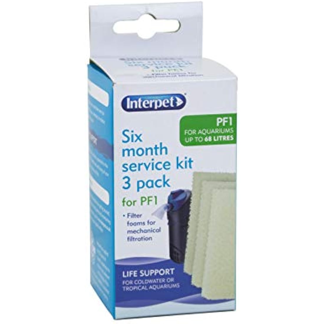 Interpet PF1 Power Filter Replacement Plain Foams - 3 Pack (6 Month)