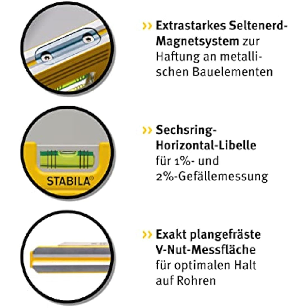 Stabila 81 SV REM W360 Torpedo Spirit Level with Bag - 25cm Yellow