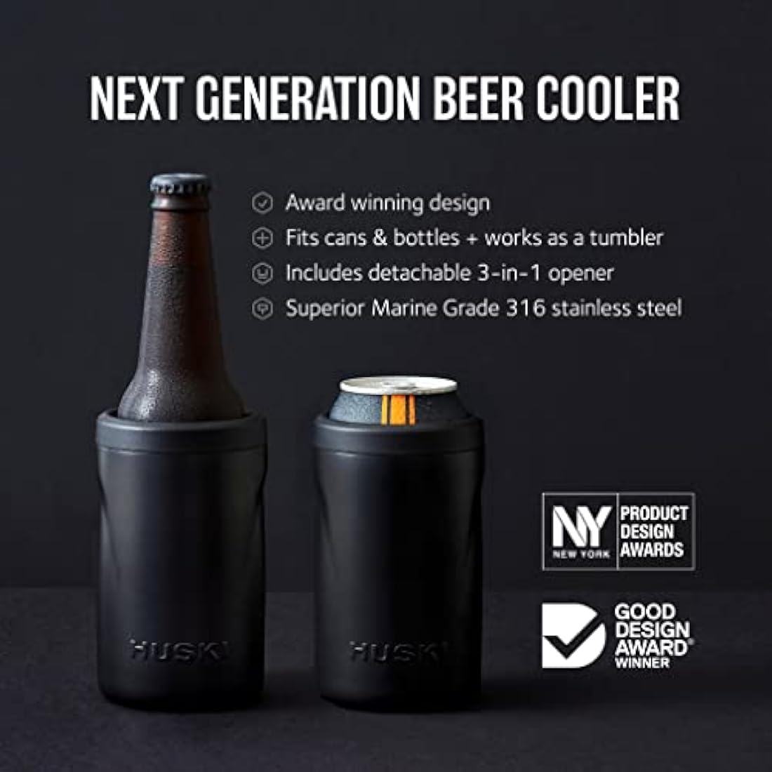 Huski Beer Cooler 2.0 – Triple Insulated Stainless Steel Can Holder