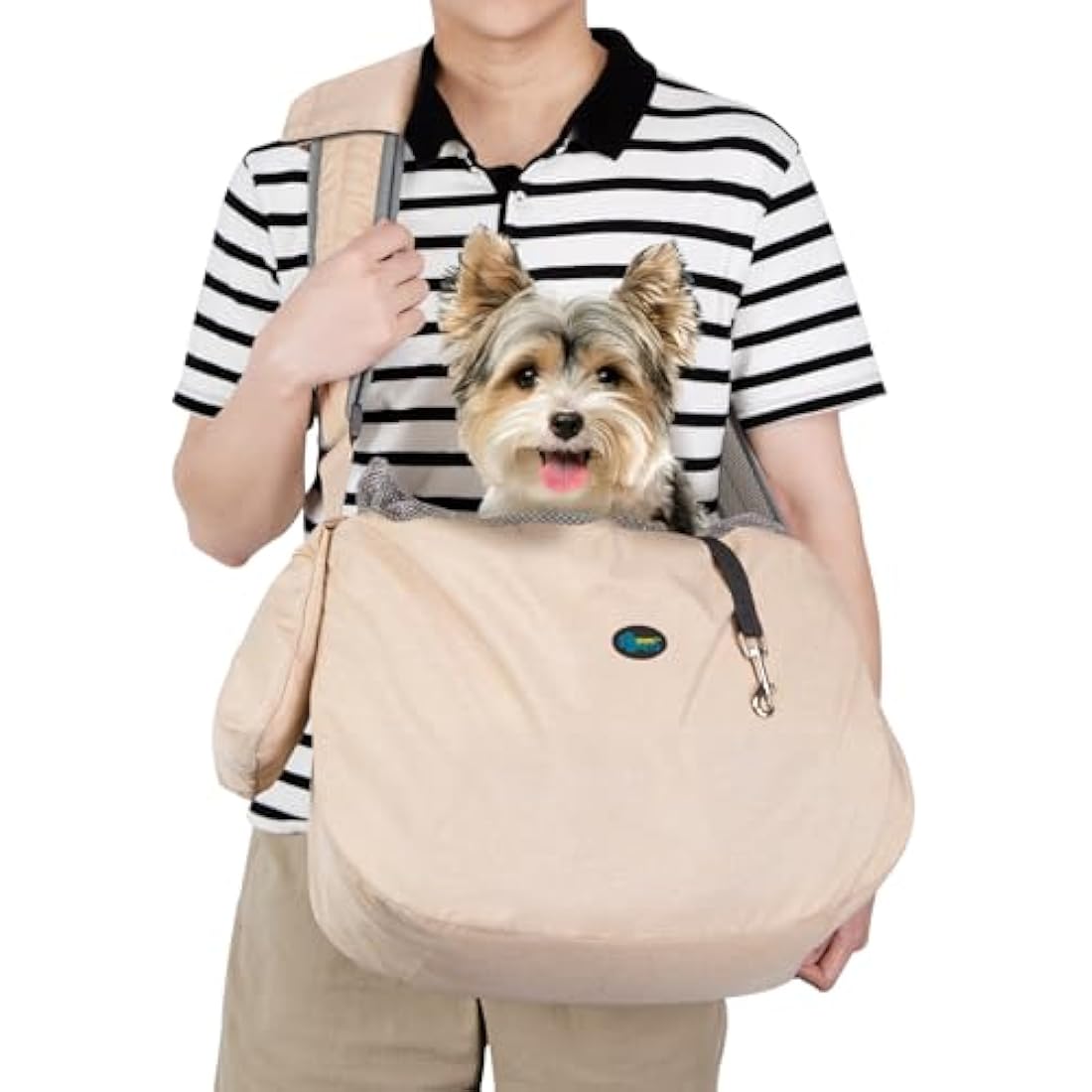 Ownpets Pet Sling Carrier – Hands-Free Adjustable Dog Bag, Cream