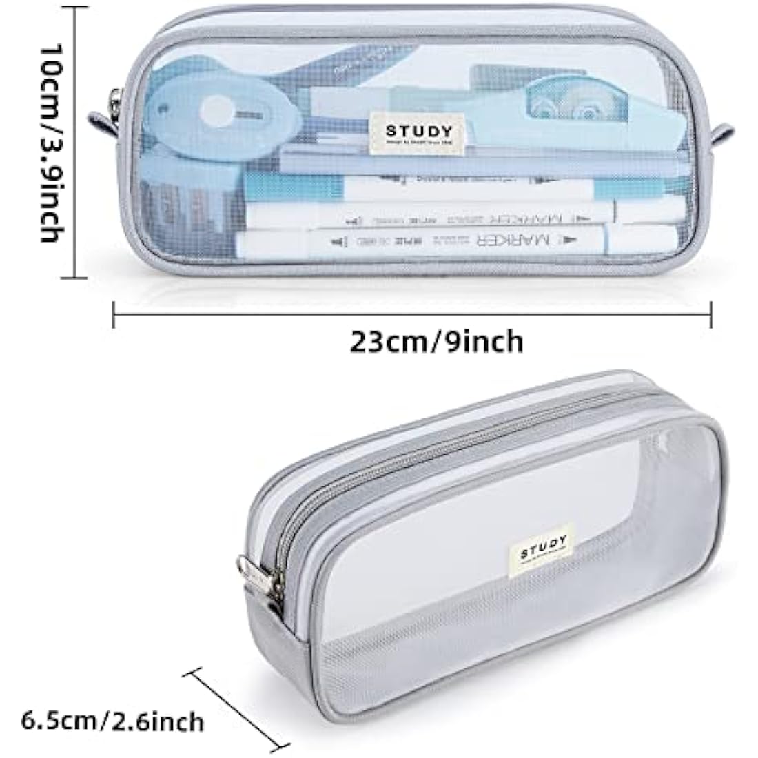 KALIDI Clear Mesh Pencil Case – Large Capacity Stationery Pouch