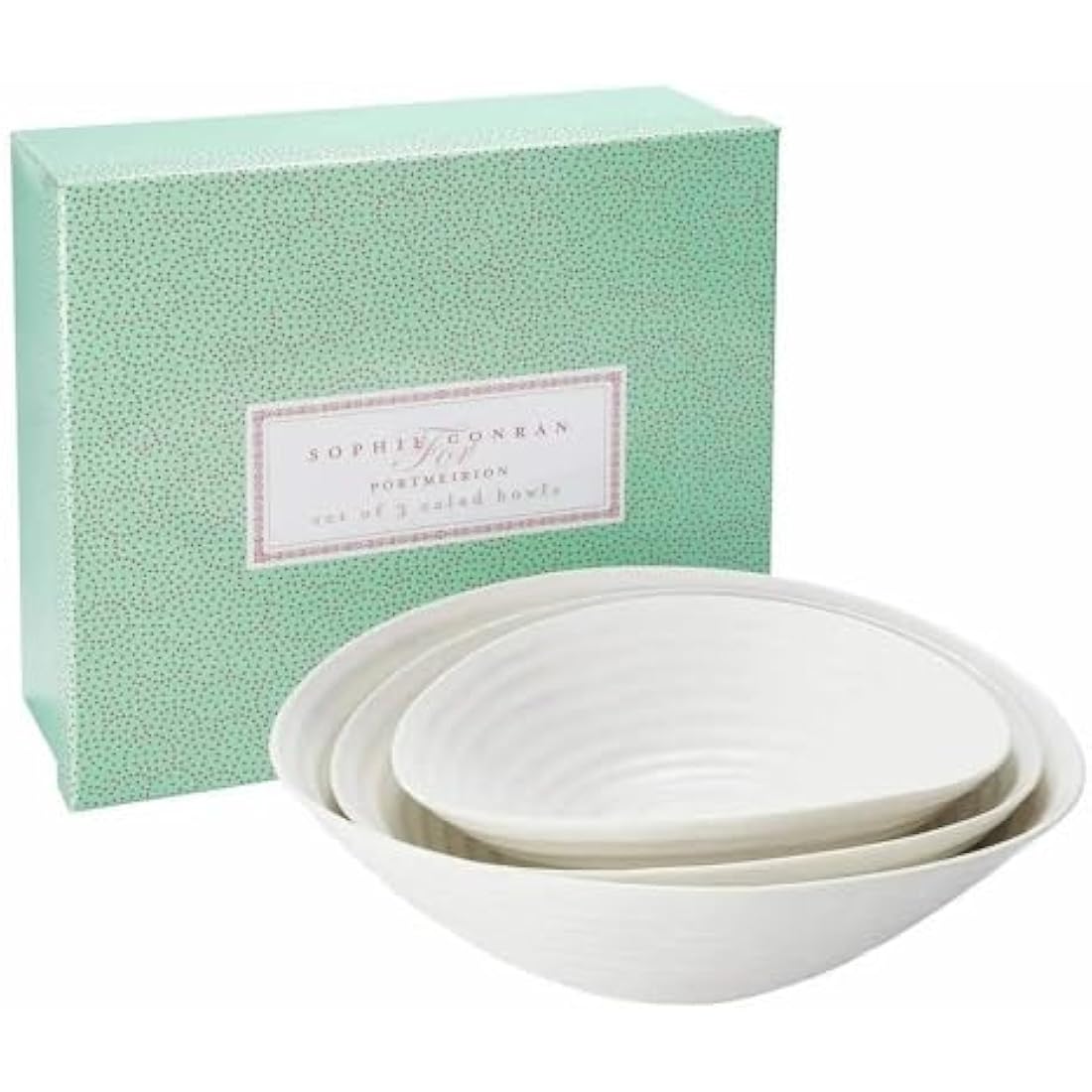 Portmeirion Porcelain Salad Bowl – White Microwave Safe Serving Dish