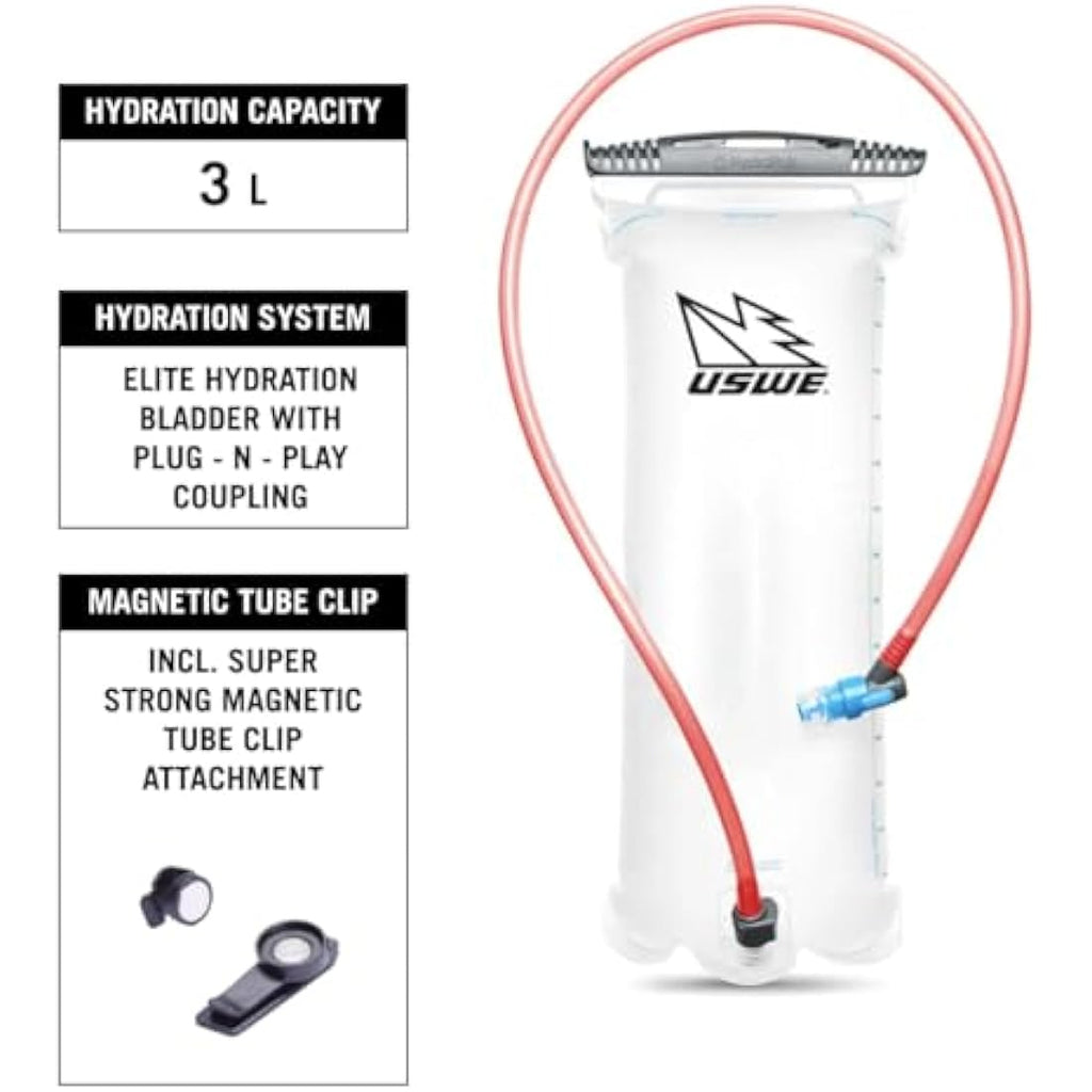 USWE MTB Hydro 12 Hydration Backpack – 3L Bladder – Carbon Black