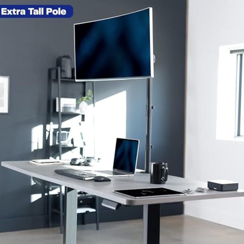 VIVO Extra Tall Single Monitor Desk Mount | 31" Pole Stand for 13-38" Screens