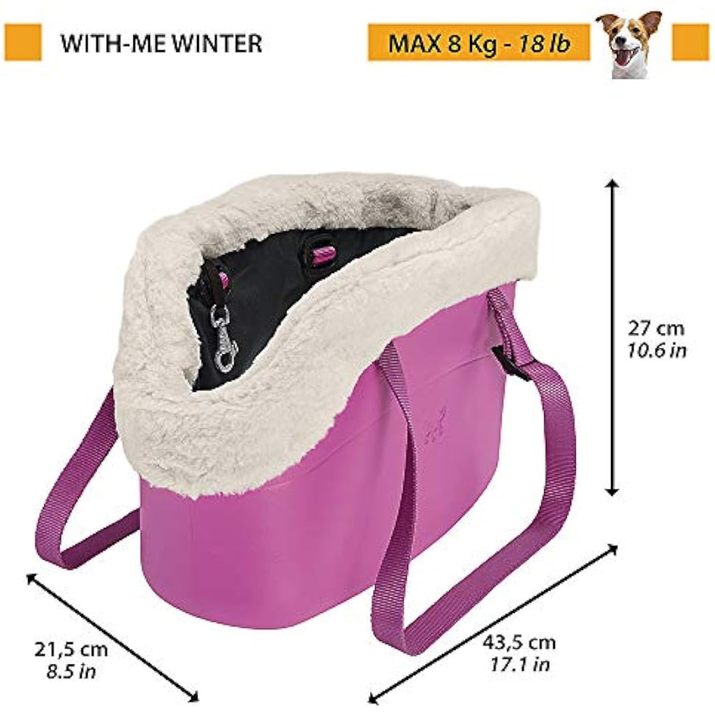 Ferplast With-Me Winter Dog Carrier – Faux-Fur Lined EVA Bag, Black