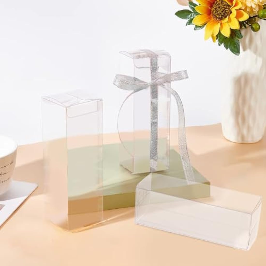 BENECREAT 30PCS Clear PVC Wedding Favour Boxes - 5x5x15cm Gift Boxes