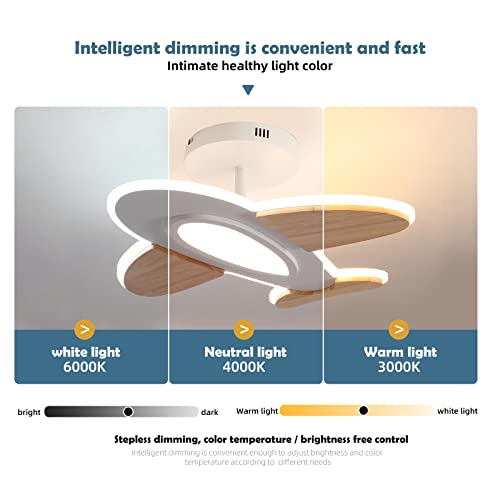 Schindora Airplane LED Ceiling Light – Dimmable Kids Room Lamp with Remote