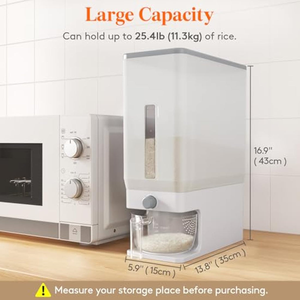 Lifewit Rice Dispenser | 25.4lb Airtight Grain Storage Container