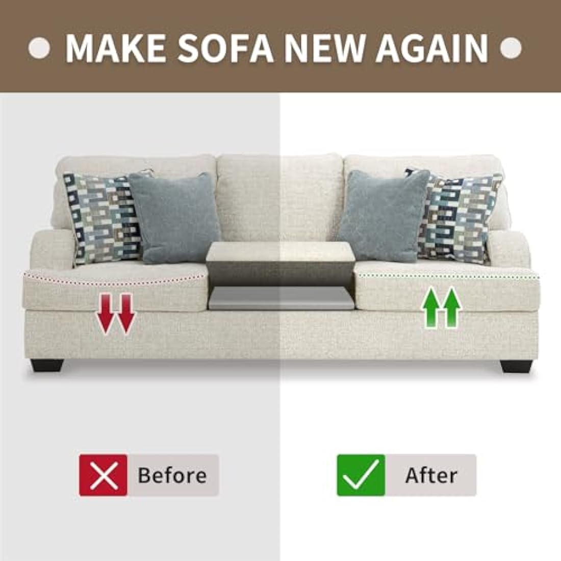 Baibu Sofa Cushion Support for Sagging Seats | High Density Foam, 2-Pack