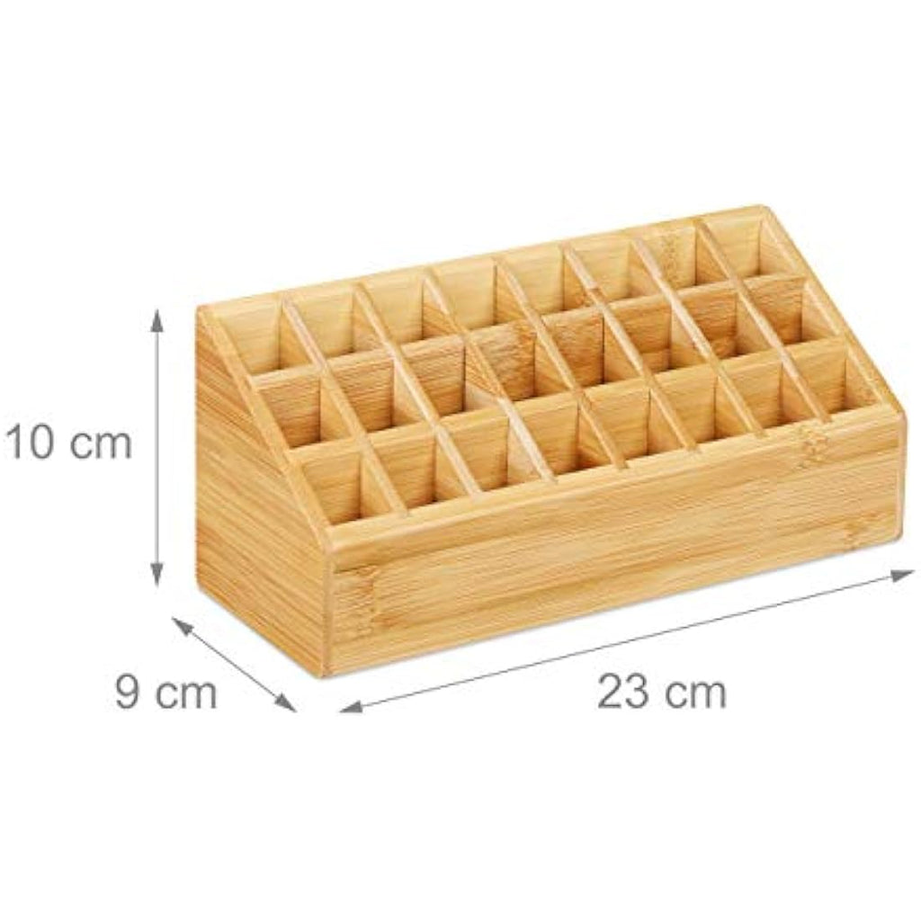 Jolof Store Bamboo Lipstick Organiser - 24 Slot Makeup Storage Rack