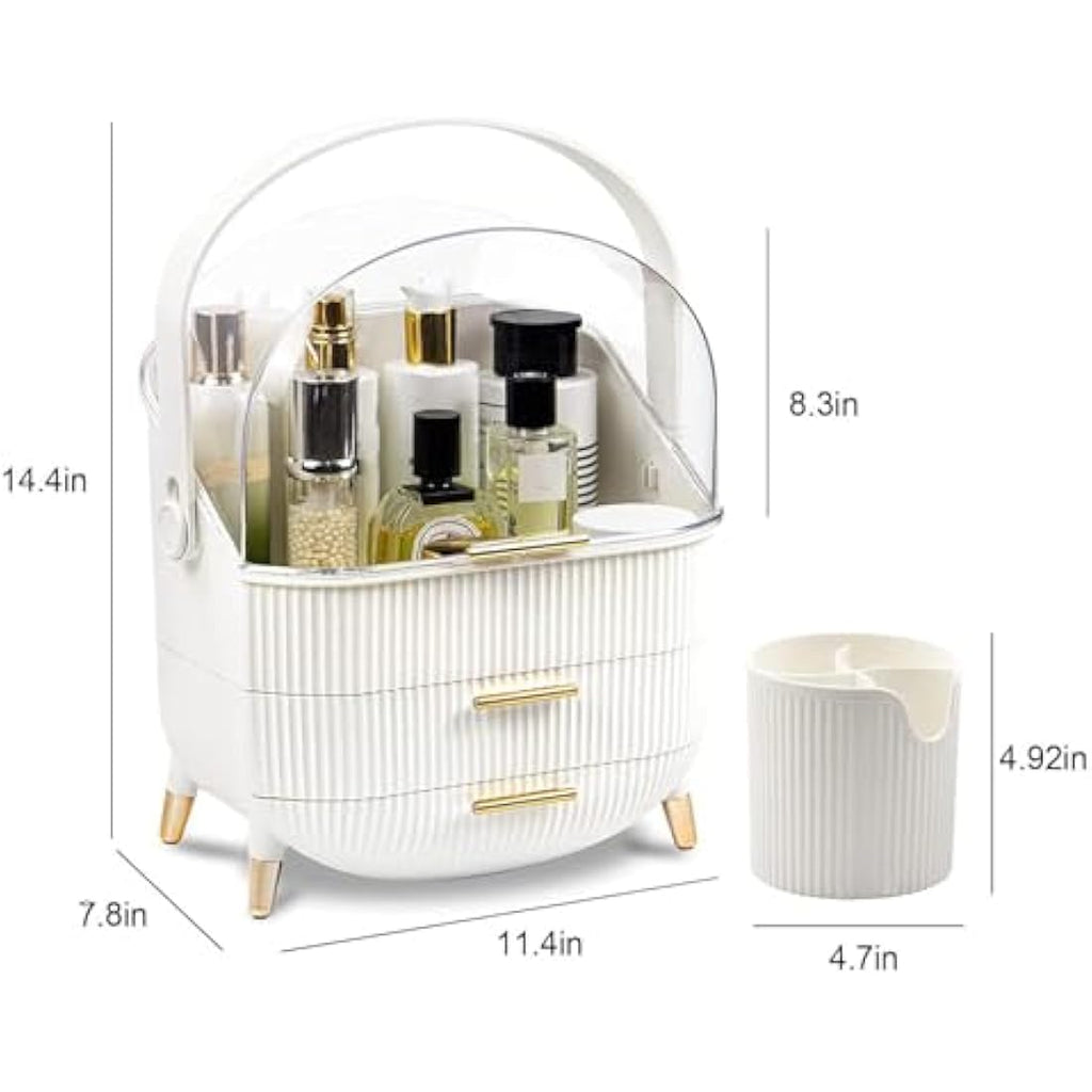 SIOOUI Makeup Organizer – Dustproof Skincare Display Case with Drawers