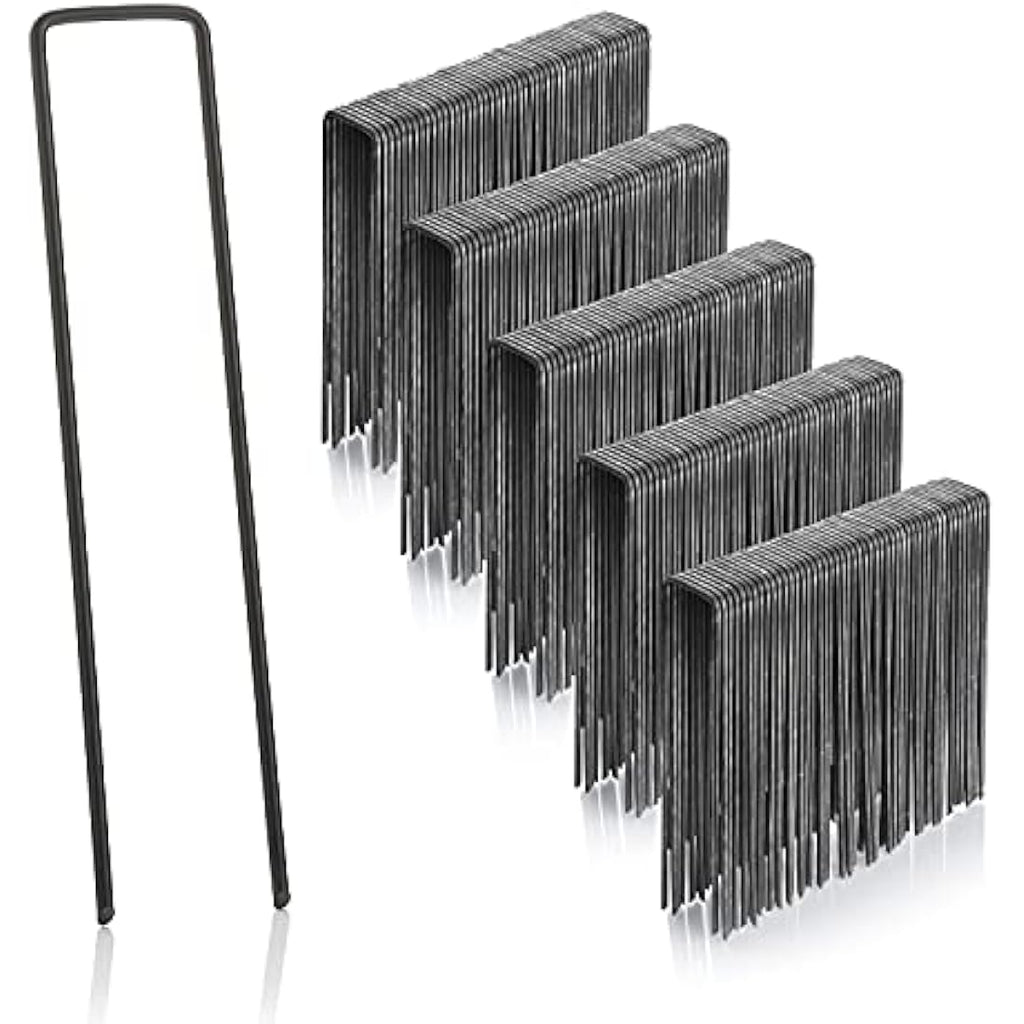 GardenMate 250 Pack U-Shaped Garden Pegs – 150mm Carbon Steel Staples