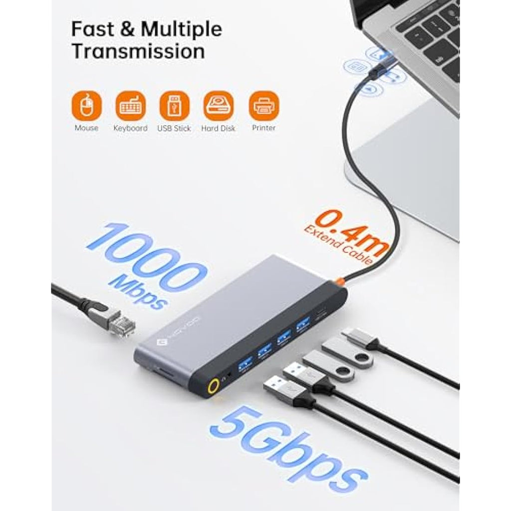 14-in-1 USB C Docking Station | Quad Display 8K 4K HDMI