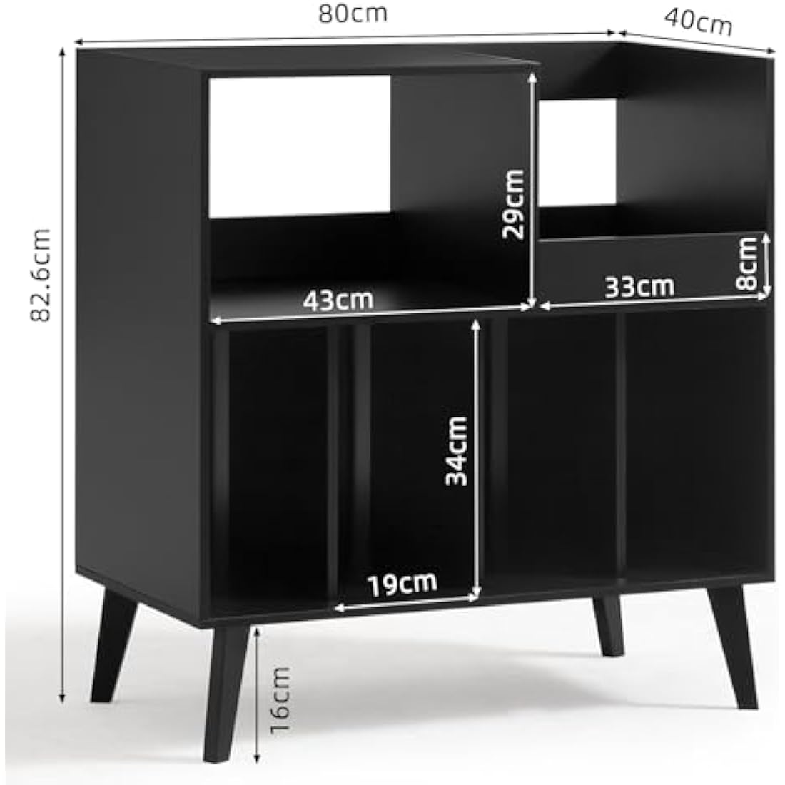 Jolof Store Large Wooden Vinyl Record Stand – 300 Album Storage Cabinet