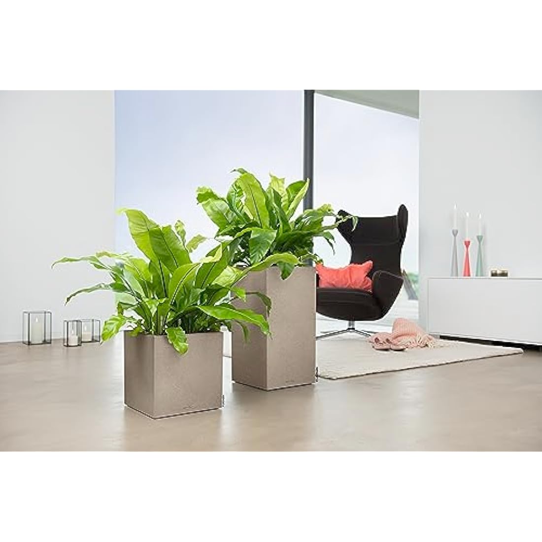 LECHUZA CANTO Stone 40 High Self-Watering Planter – Sand Beige