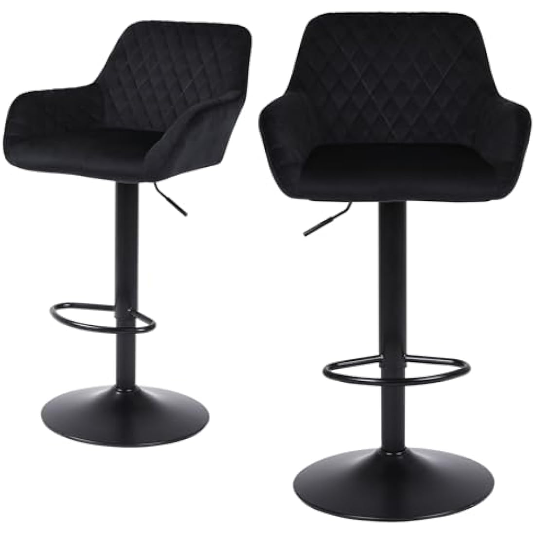Velvet Swivel Bar Stools Set of 2 | Adjustable Counter Chairs