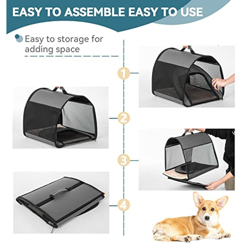 Petsfit Soft Dog Crate – 19 Inch Portable Pop Up Travel Carrier, Grey