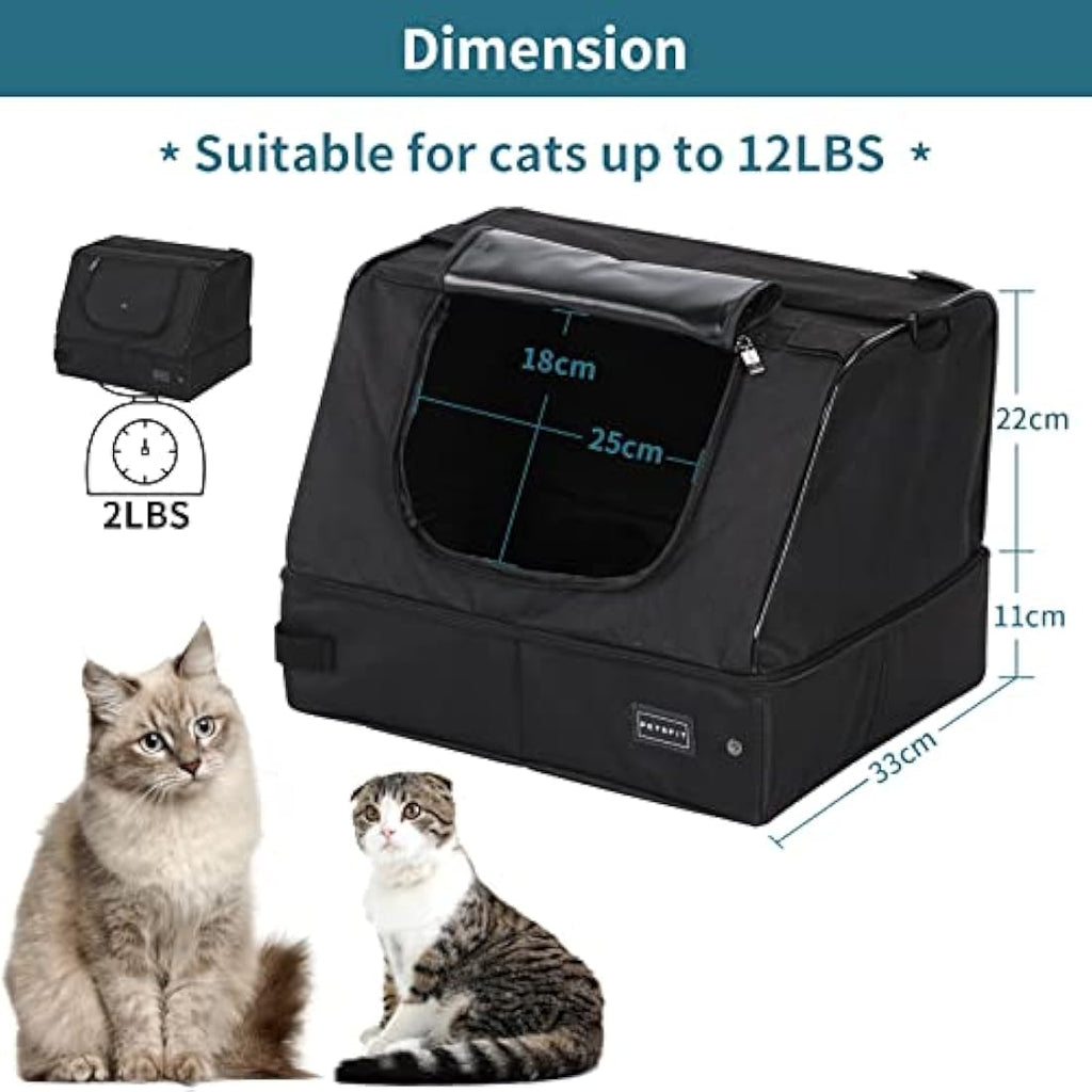 Petsfit Portable Cat Litter Box – Leak-Proof Collapsible Travel Box, Black