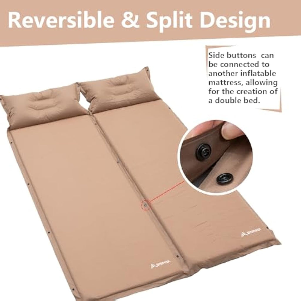 BISINNA Self-Inflating Camping Mat with Pillow | 3cm/5cm Foam Mattress