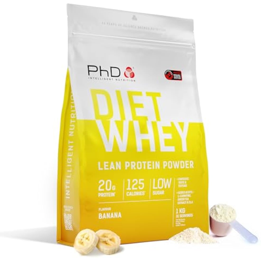 PhD Nutrition Diet Whey Protein Powder – Banana Lean Formula – 1kg