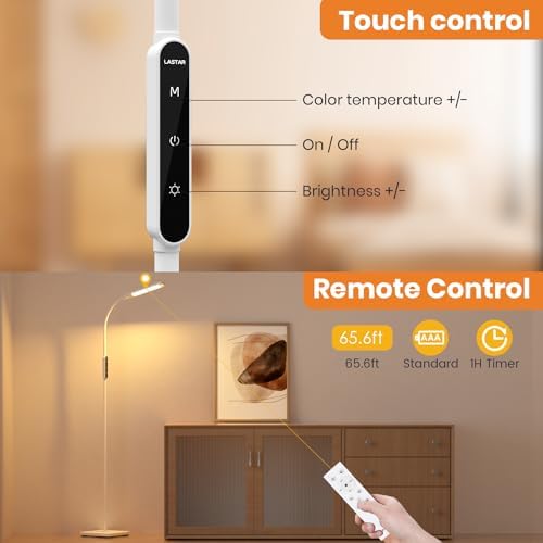 Lastar LED Floor Lamp | Remote Control Reading Standing Lamp - White