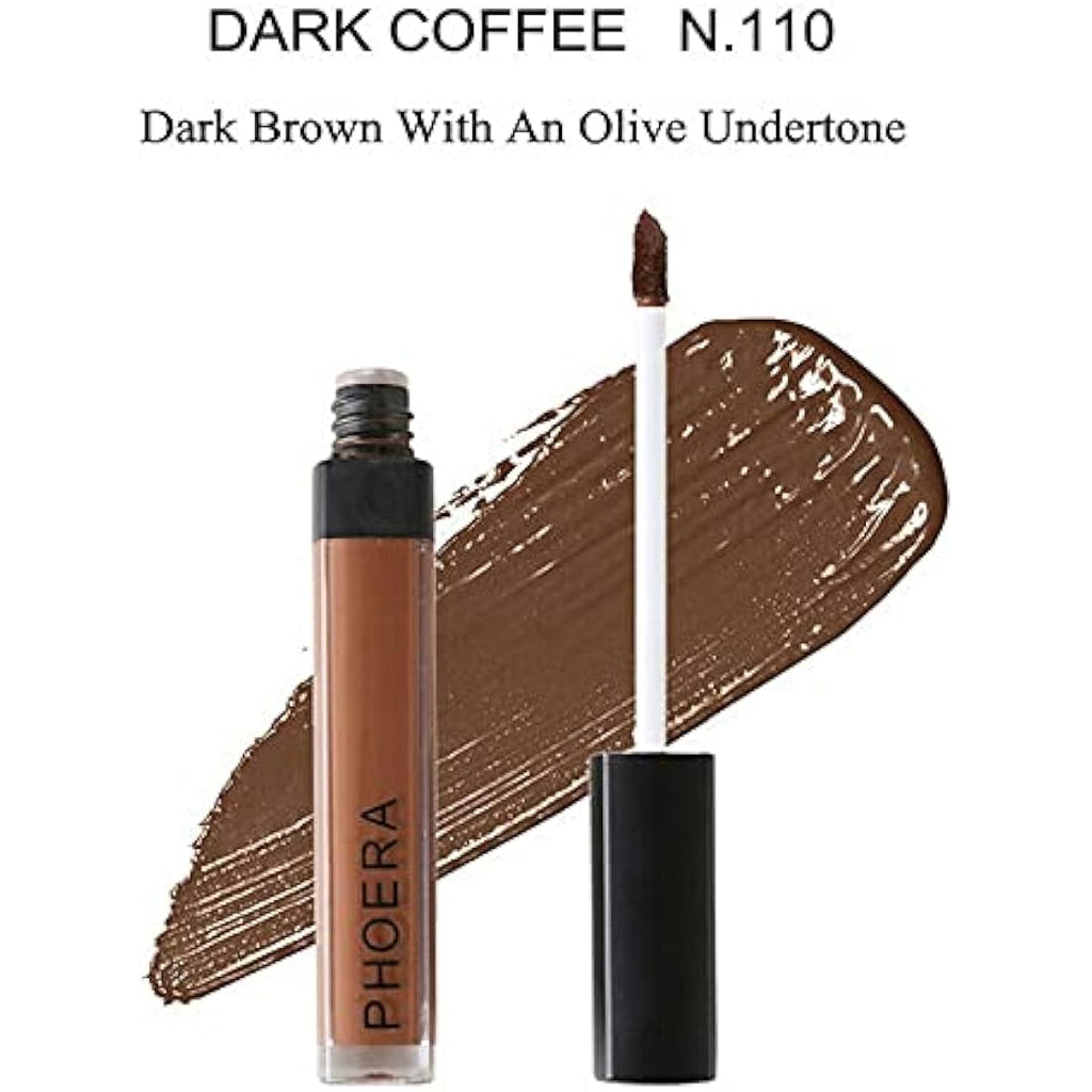 Phoera Full Coverage Matte Liquid Concealer – Waterproof (110 Dark Coffee)