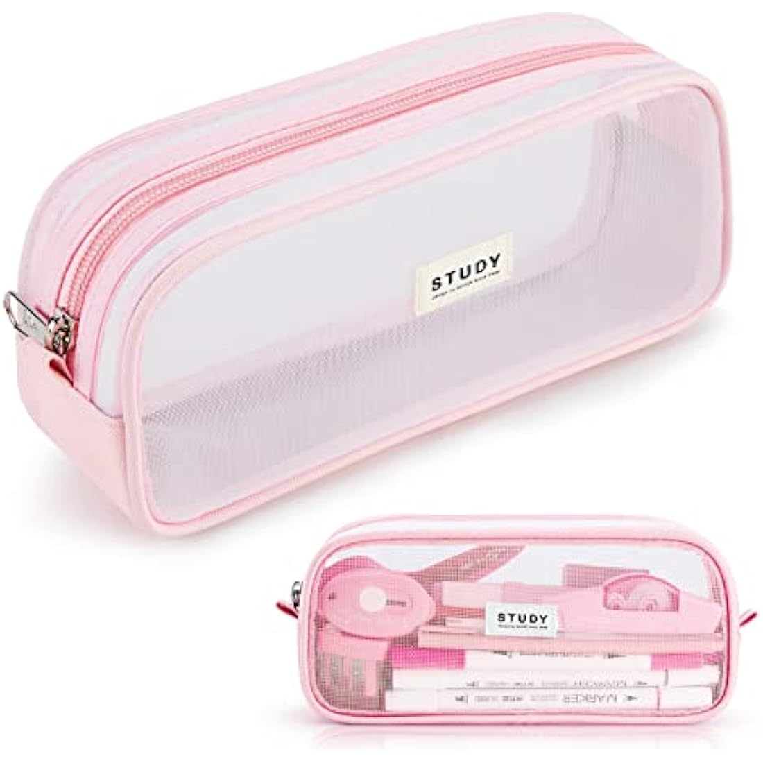 KALIDI Clear Mesh Pencil Case – Large Capacity Stationery Pouch