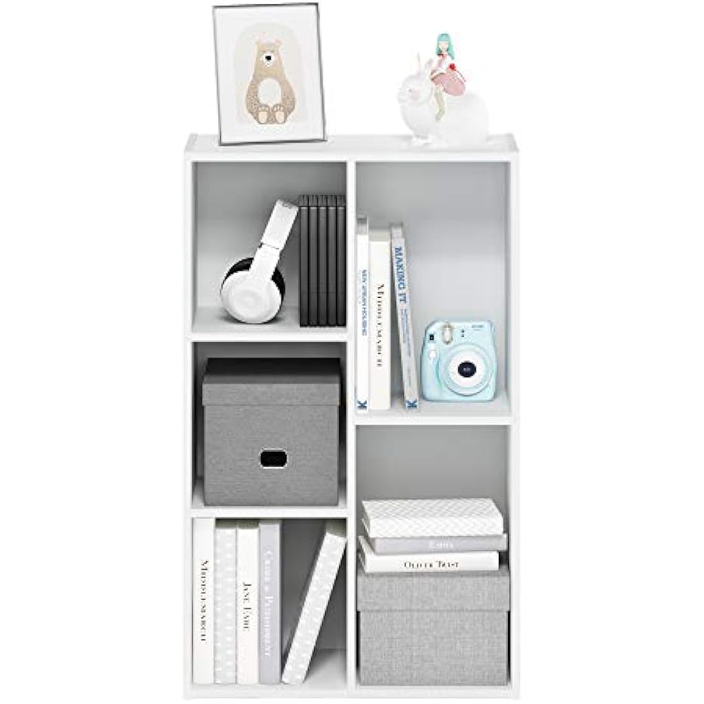 Furinno Luder 5-Cube Reversible Open Shelf - White Storage Bookshelf