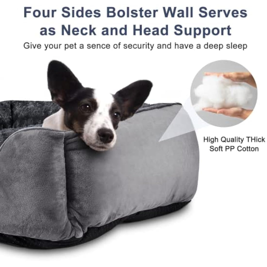 JOEJOY Calming Dog Bed – Washable Plush Anti-Anxiety Pet Mat, Grey