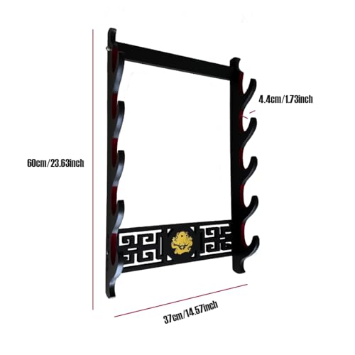 5-Tier Sword Wall Mount | Dragon Pattern Katana Display Stand