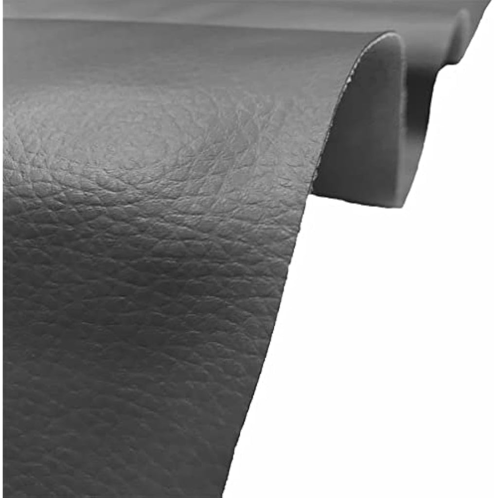 A-Express Dark Grey Grained Faux Leather Upholstery Fabric – 140cm