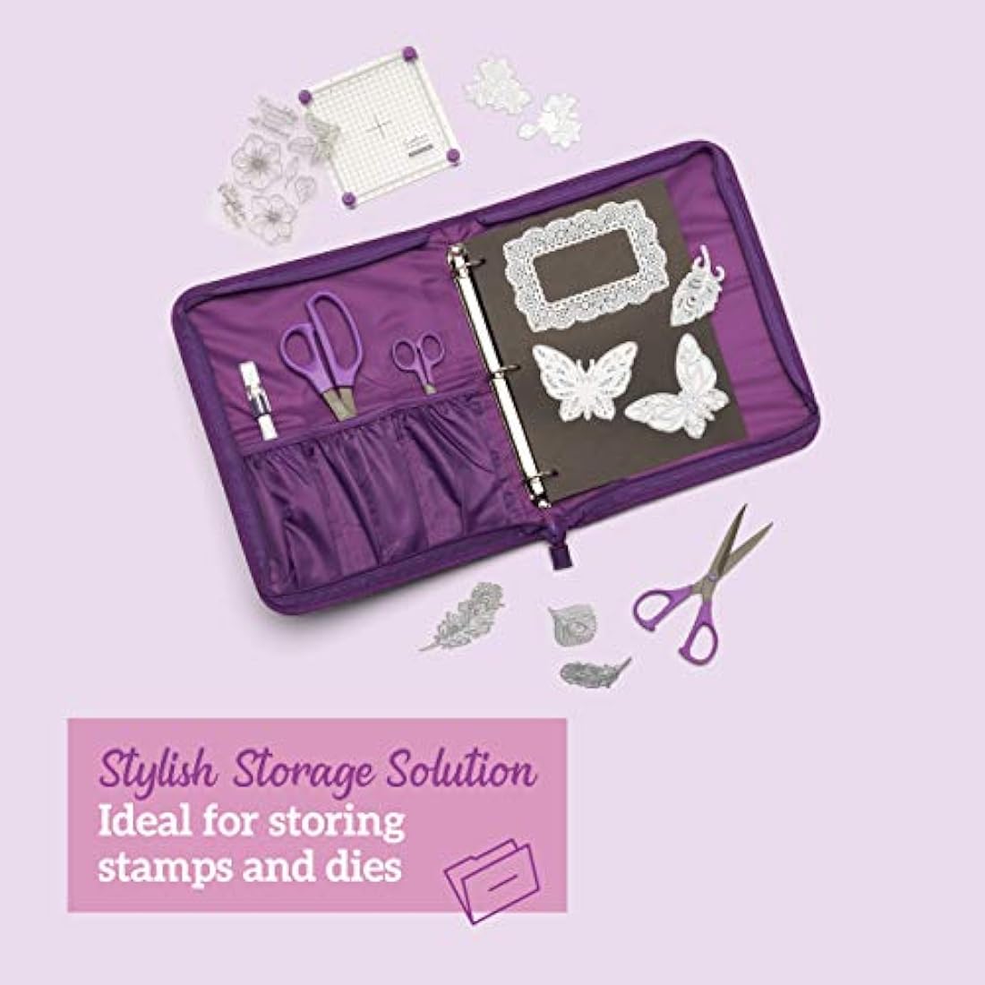 Crafter’s Companion Large Die & Stamp Storage Folder – Purple Fabric