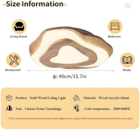 YYUTLUO Wooden Cloud LED Ceiling Light | Dimmable 35W Modern Nursery Lamp