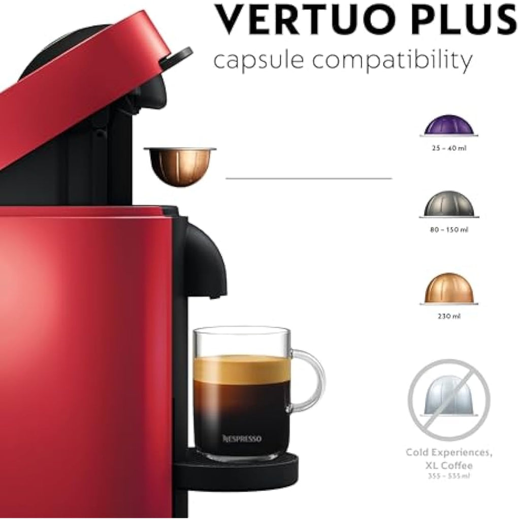 Nespresso Vertuo Plus Pod Coffee Machine by Magimix - Red