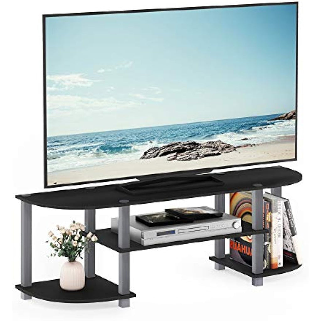 Furinno Wide TV Stand for 55 Inch TV – Modern Media Console, Black/Grey