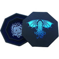 Cthulhu Tome Octagon Dice Tray with Lid – Blue Vegan Leather