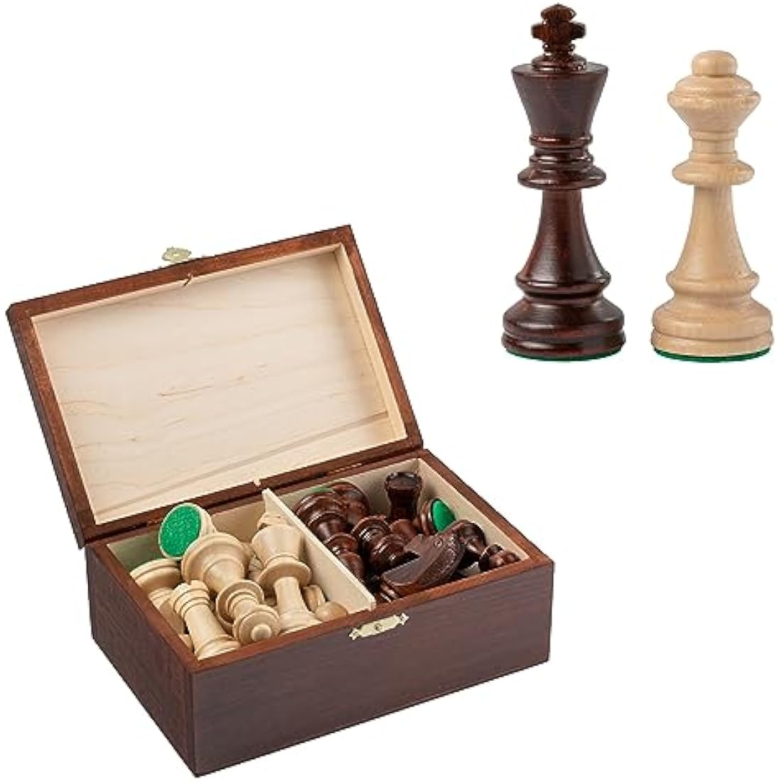 Staunton No. 5 Wooden Chess Pieces – Handmade Mahogany Box