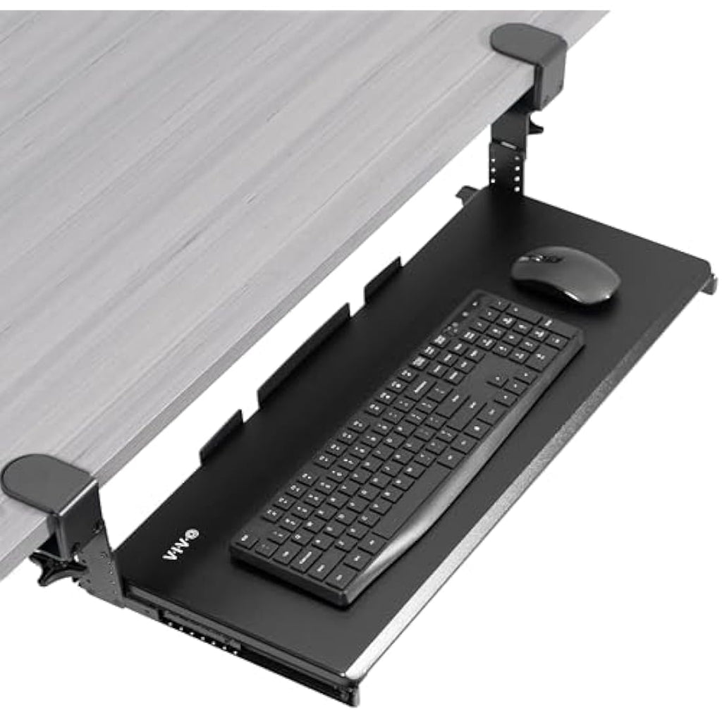 VIVO Large Height Adjustable Under Desk Keyboard Tray | C-Clamp Mount