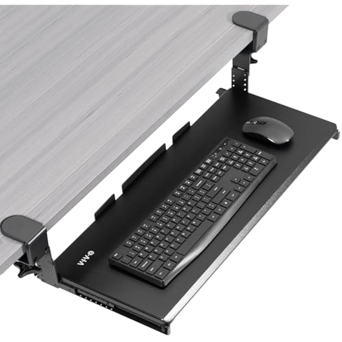 VIVO Large Height Adjustable Under Desk Keyboard Tray | C-Clamp Mount