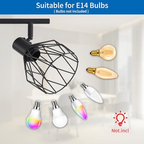 ANWIO 6-Way Industrial Ceiling Spotlights – Black Wire Cage Light