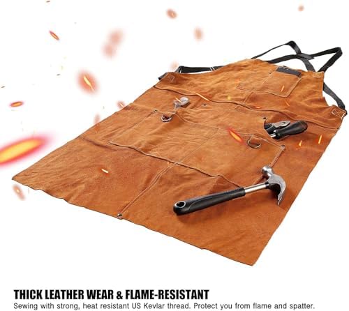 Leather Welding Apron with Gloves – Heavy Duty Work Apron