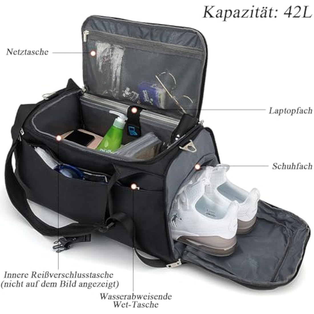 Jolof Store 42L Waterproof Gym Bag with Shoe Compartment & Lock